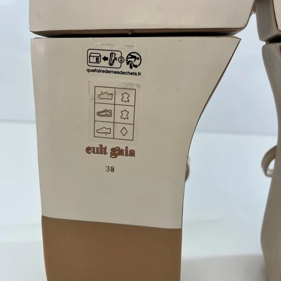 Cult Gaia Onyx Platform Slingback Sandal Silver Spiral Tan EU 38 NWOT - Picture 12 of 13